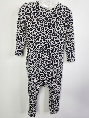 Leopard Print One-Piece Jumpsuit - Black & Cream, 12-18m *Small Hole*